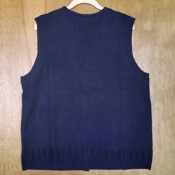 NWT Navy Blue Sweater Vest Womens 1X Classic Button Up Pockets Acrylic National - Picture 3 of 7